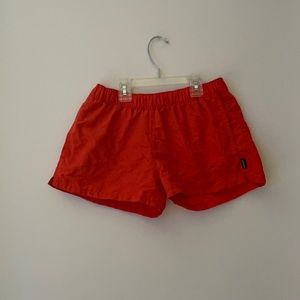 neon orange Patagonia shorts